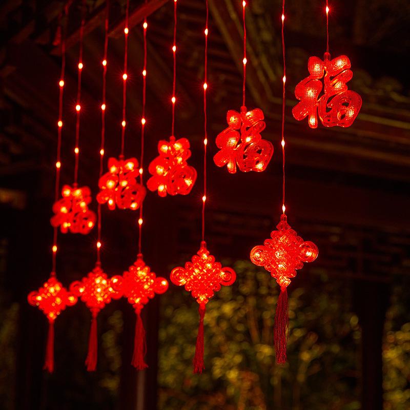 Spring Festival Red Lantern String Lights for Home, Balcony & Courtyard Decorations