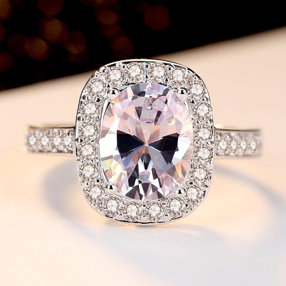 Oval Zircon Ring Living Ring Exaggerated Personality Jewelry Female Open Ring