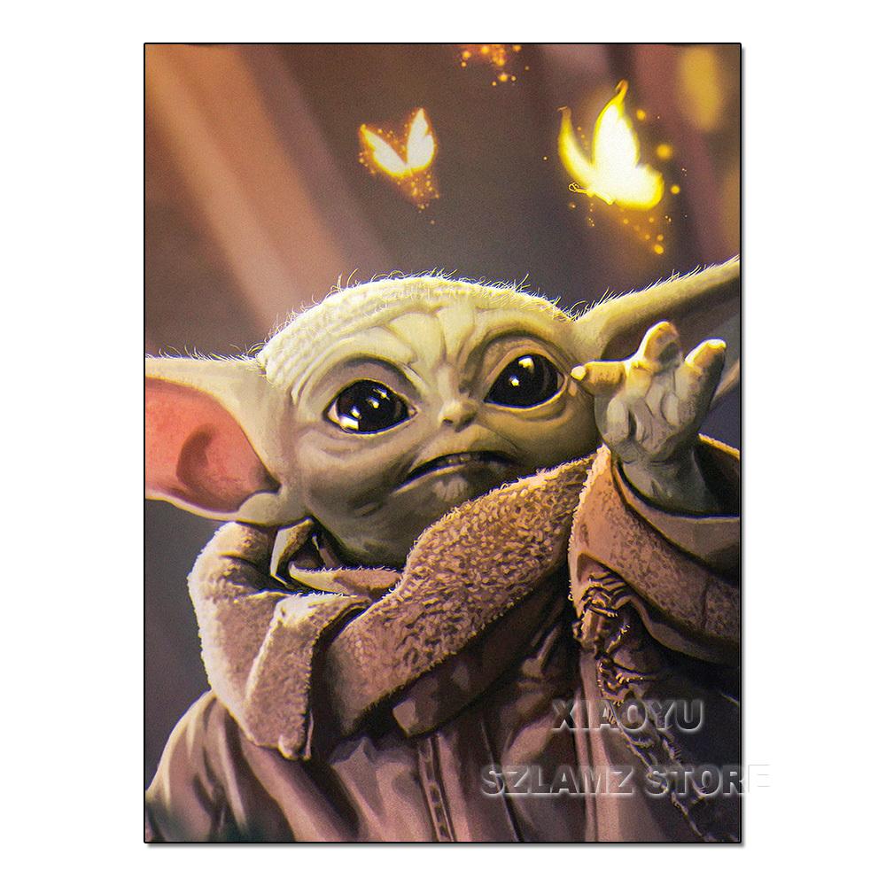 Diamond Painting Yoda Rhinestone Picture Cartoon Full Round Drill Mosaic Embroidery Mandalorian Home Decor Gift