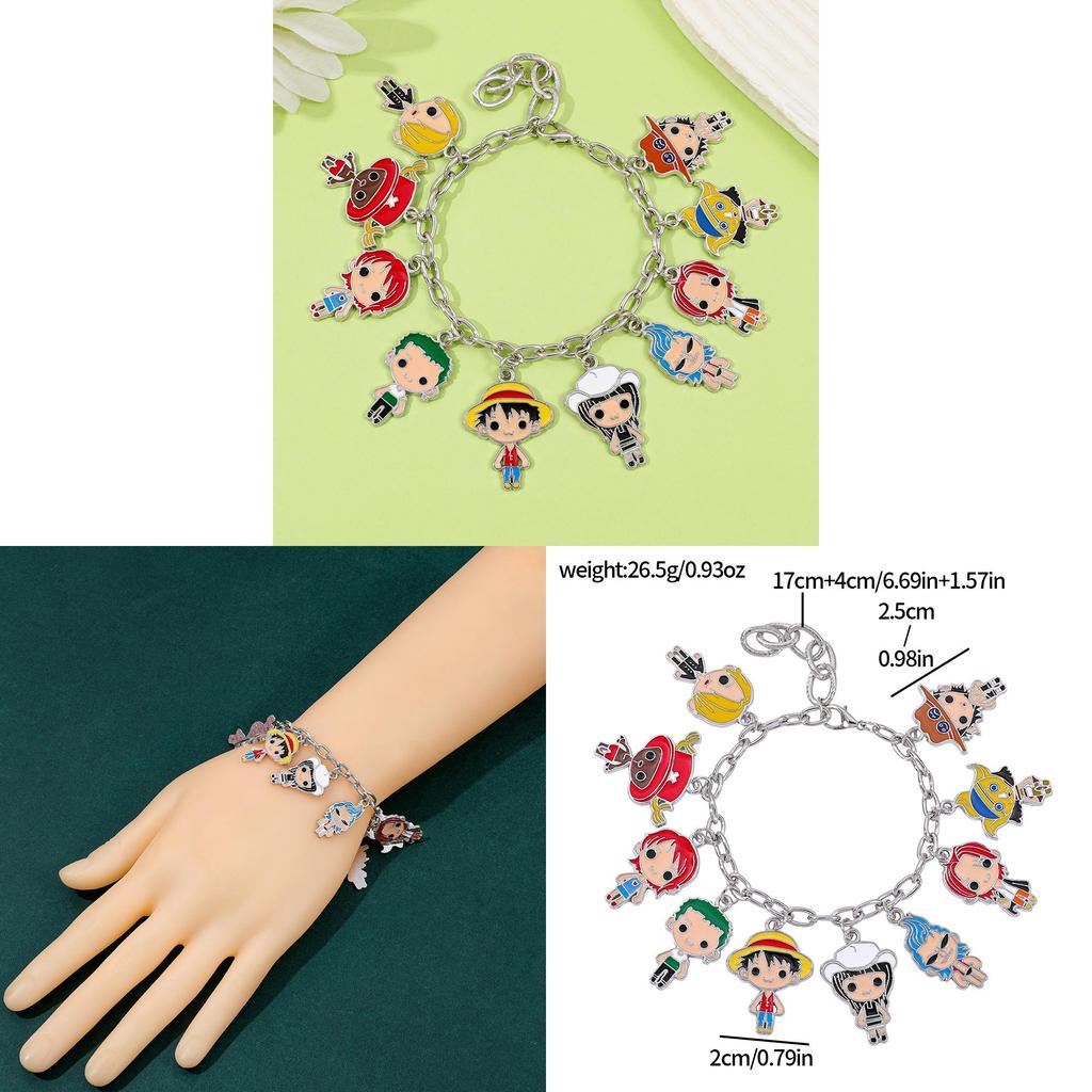 Einteilige Handkette mit Cartoon-Motiven von Luffy, Ace, Chopper aus Zamak-Legierung für Unisex-Geschenk