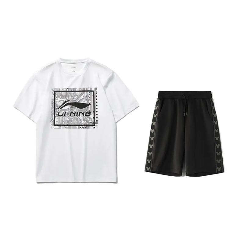 

Комплект для отдыха и спорта унисекс с логотипом Li Ning, свободного кроя, с круглым вырезом, с короткими рукавами, модные удобные бриджи. Комплекты AHSUA15-1+YKSV129-2 S