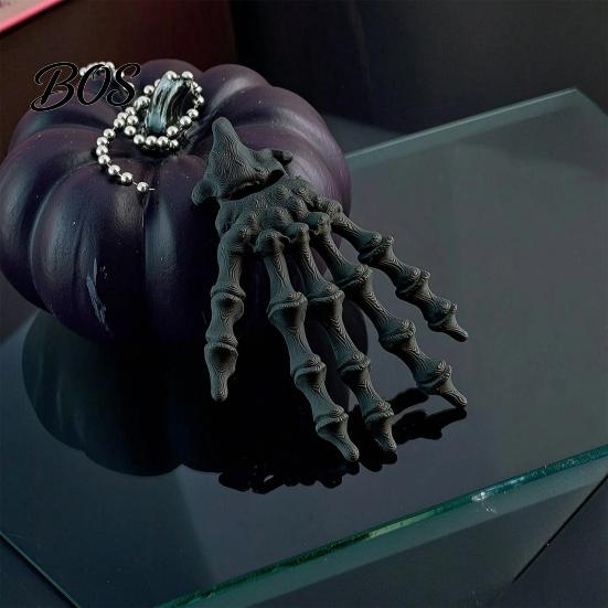 Cool Skeleton Hand Accessory Keychain, with Hanging Chain 3D Printed Ornament, Movable Gothic Ornament Joint Design Skull Palm Stress Relief