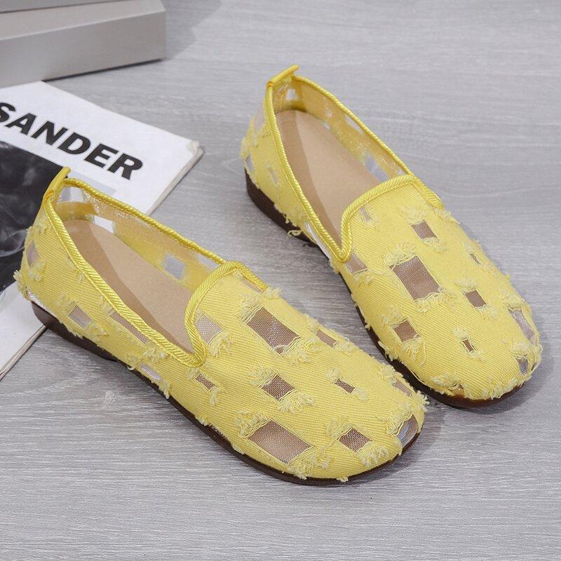 Женская обувь на плоской подошве Лето Новая мода Сетчатая дышащая Удобная Женская обувь для ног Уличная Повседневная Спортивная обувь 36 жёлтый 919₽