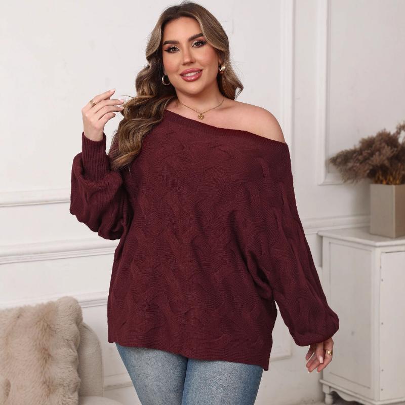 Women's Sexy One-length Off-shoulder Irregular Top Bat Sleeve Loose Pullover Sweater Women