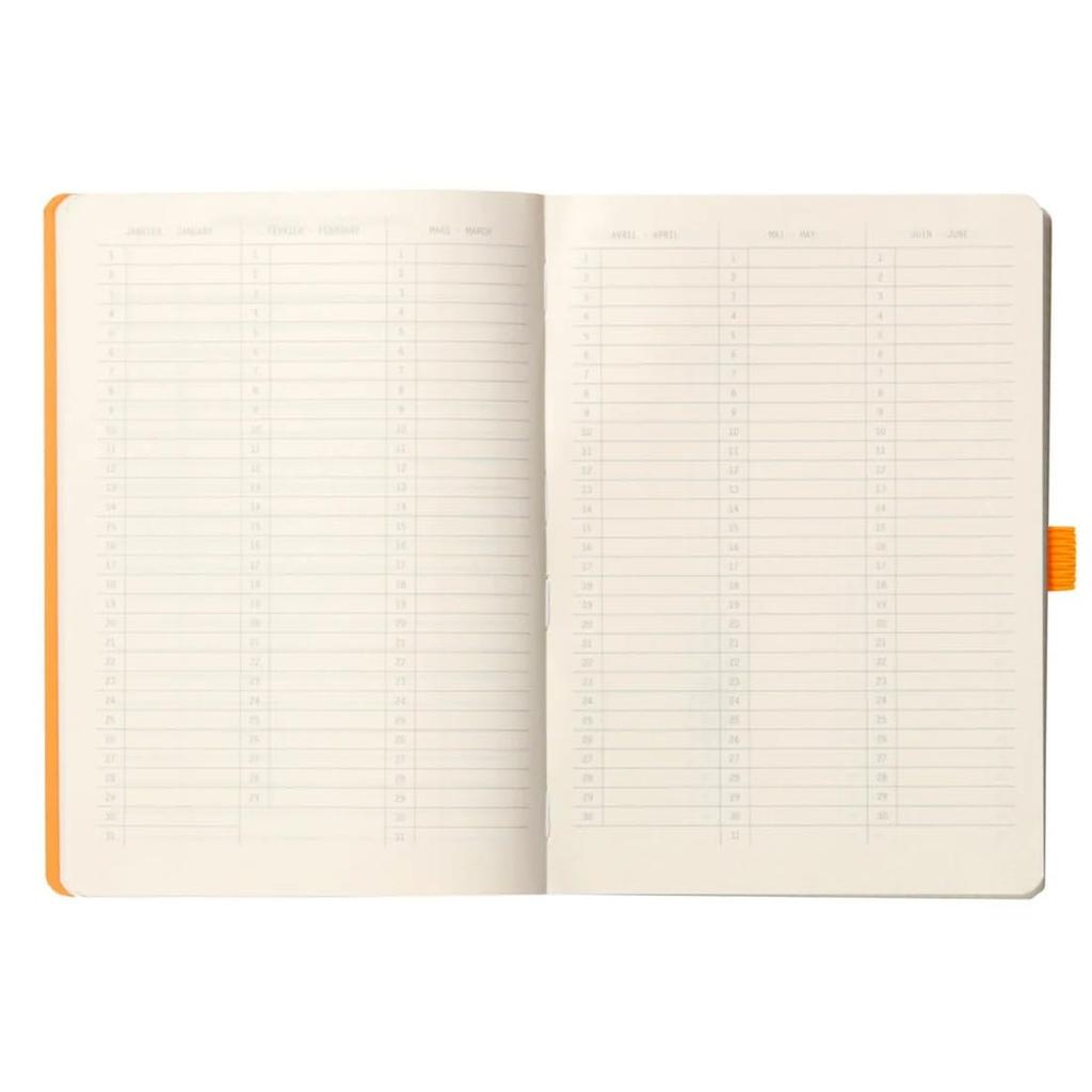 Rhodia Rhodiarama Goal Book, A5, Dotted Grid, 240 Pages, Italian Leather Cover, Orange, cf117755