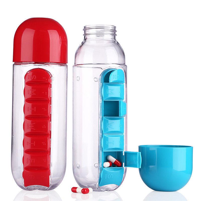 600ml Box Medicine Water Cup Multifunctional Outdoor Travel Mug Material Pc