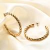 18K Gold 5MM Twisted Texture C-Shaped Open Stainless Steel Stud Earrings