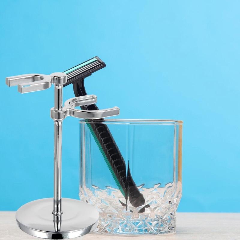 Space Saving Alloy Shaving Shavor and Brush Holder for Men's Grooming Essential Space Saving Shave Organizer