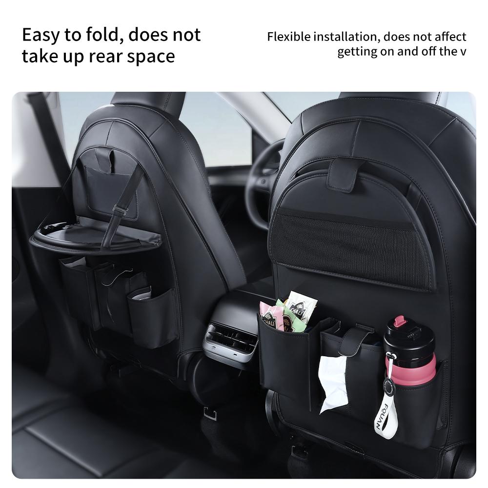 YZ Car Seatback Protector for Tesla Model 3 Y Highland Juniper Seat Back Protective Child Anti-Kick Mats Leather Storage Pockets