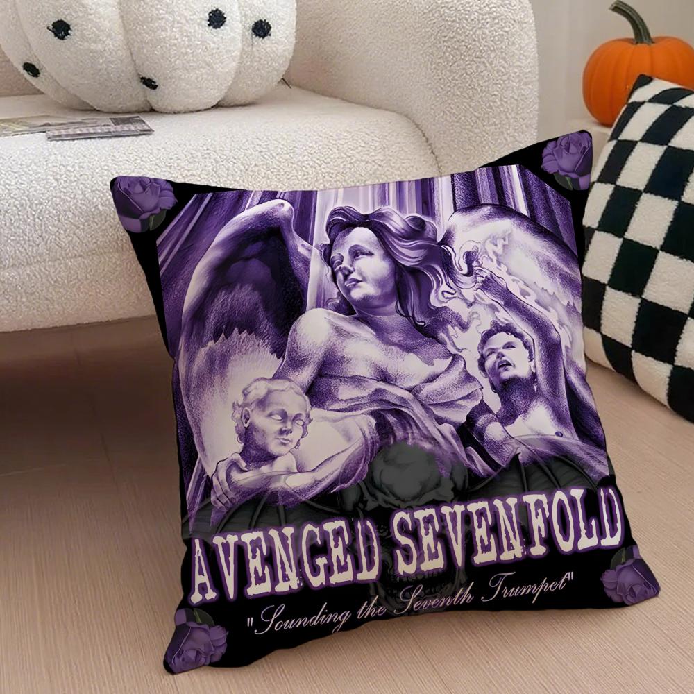 Metal American Band AAvenged Sevenfold Cushion Cover Throw Pillow Cover Hidden Button Durable Polyester Chair Cushion