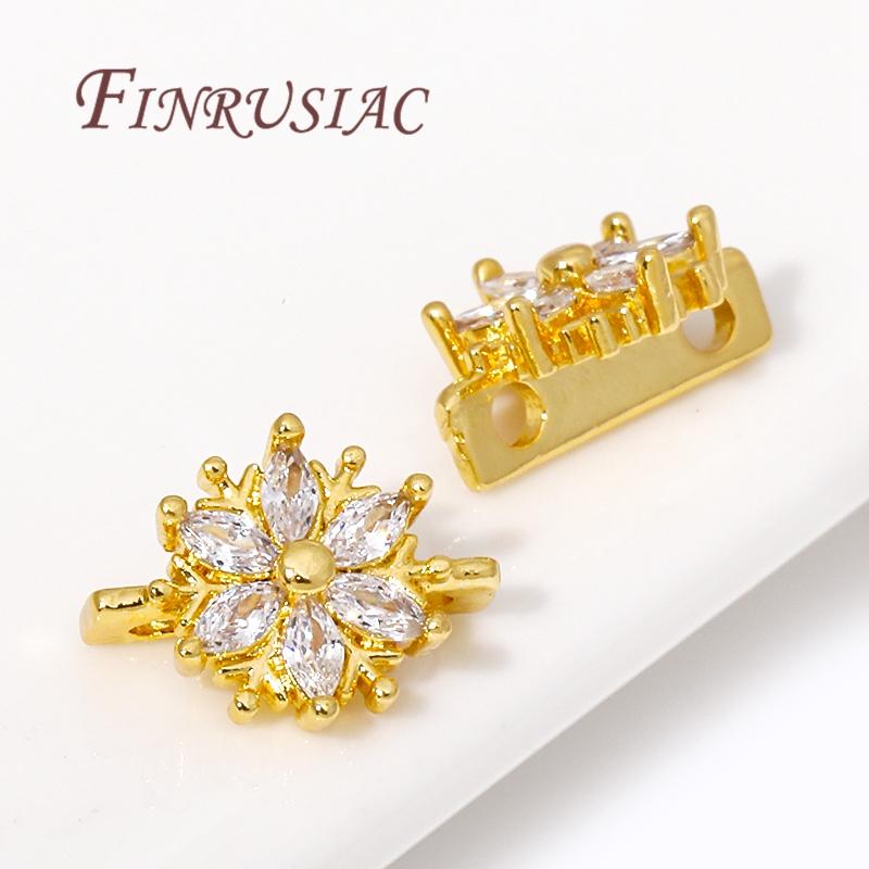 18K Gold Plated 2 Hole Separators For Beads,Inlaid Zircon Beads Separators For Bracelets DIY Jewlery Making Supplies
