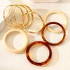 8 Pcs Vintage Gold Color Resin Bangle Set For Women Fashion Chunky Stackable Acrylic Cuff Bracelet Boho Party Daily Wear Jewelry