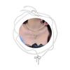 Stylish Beaded Necklace with Bowknot Pendant Choker Necklaces Fashionable Jewelry Gift Adjustable Chain for Women Girls