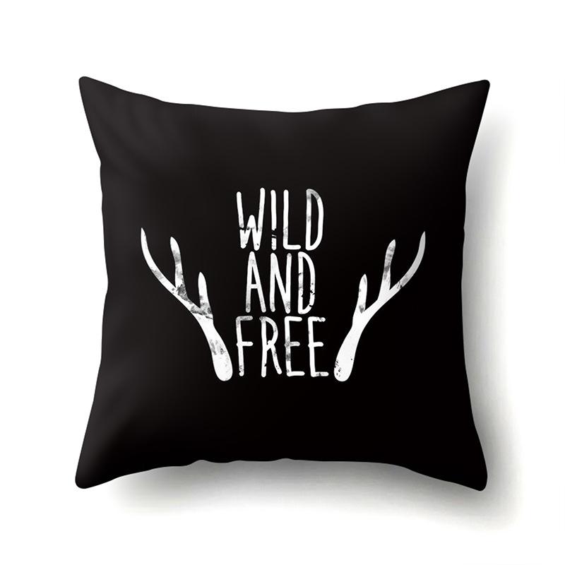 Polyester Pillowcase Automobile Decoration Home Printed Deer Pillowcase Waist Cushion Cover Car Cushion Head Cushion Cover