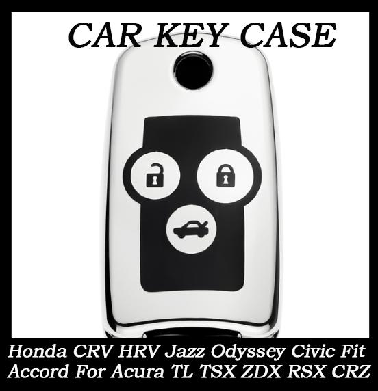New 3 Buttons TPU Car Key Case Cover Shell Keychain For Honda CRV HRV Jazz Odyssey Civic Fit Accord For Acura TL TSX ZDX RSX CRZ