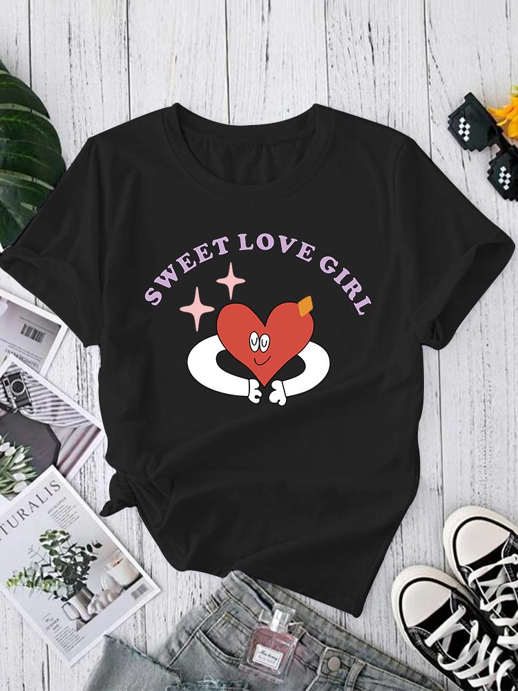Fashion Printing Cute T-Shirts Women Cartoon Summer Clothing Short Sleeve Tshirts Clothes Graphic Sexy Print Tee T-Shirt Clothes