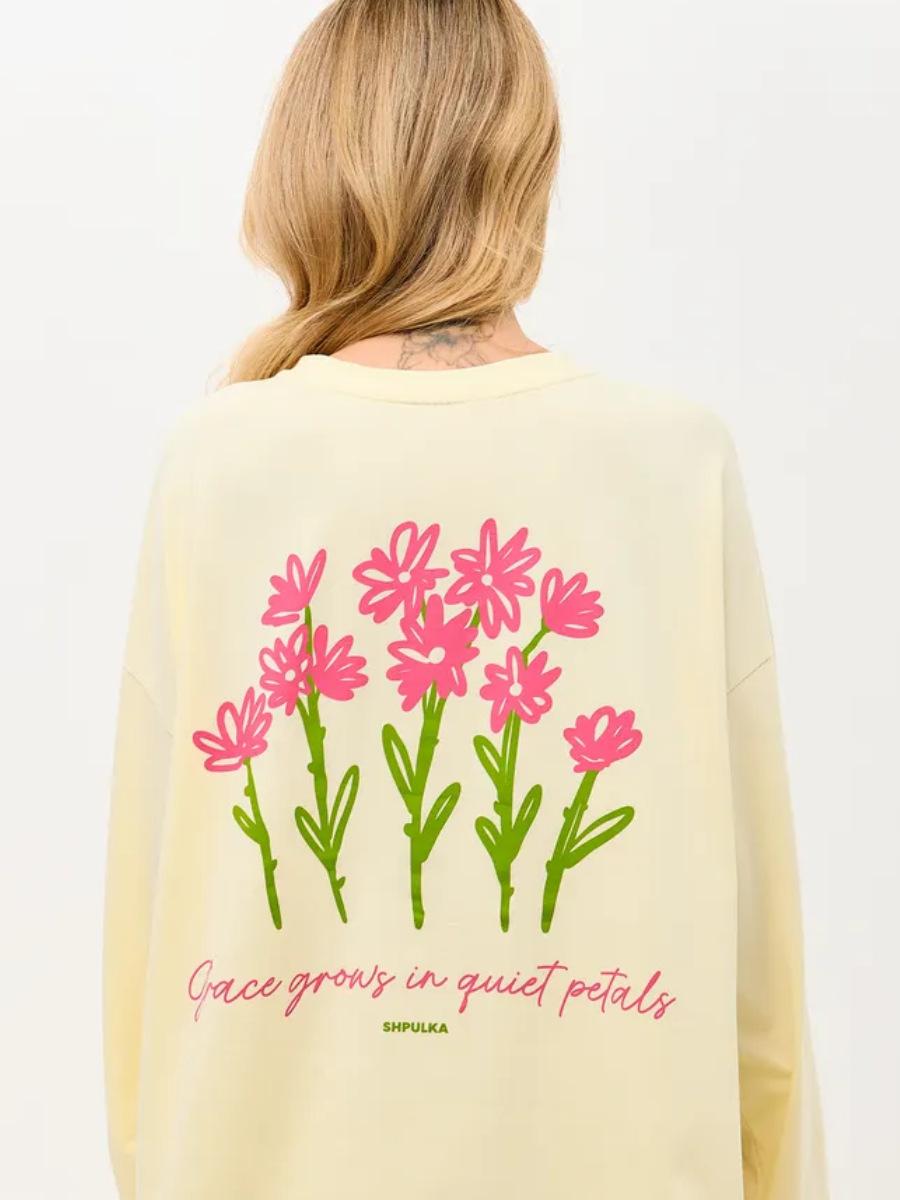 100% хлопок футболка американский повседневный шик сердце милой девушки свободный и тонкий дизайн цветок S