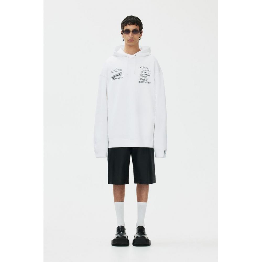 

HM Oversized худи с принтом, белый степлер