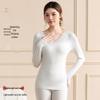 Women's Lace V-Neck Thermal Underwear Set - Slimming, Shaping, Heat-Generating Cotton