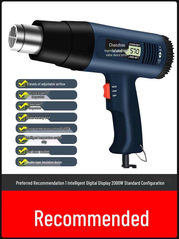 High-Power Portable Heat Gun for Electronic Repairs and Heat Shrink Applications