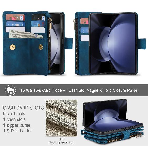 Applicable to Samsung Galaxy Z Fold 6Dreamy Texture Nine-Card Wallet Fold5Card slot flip leather case