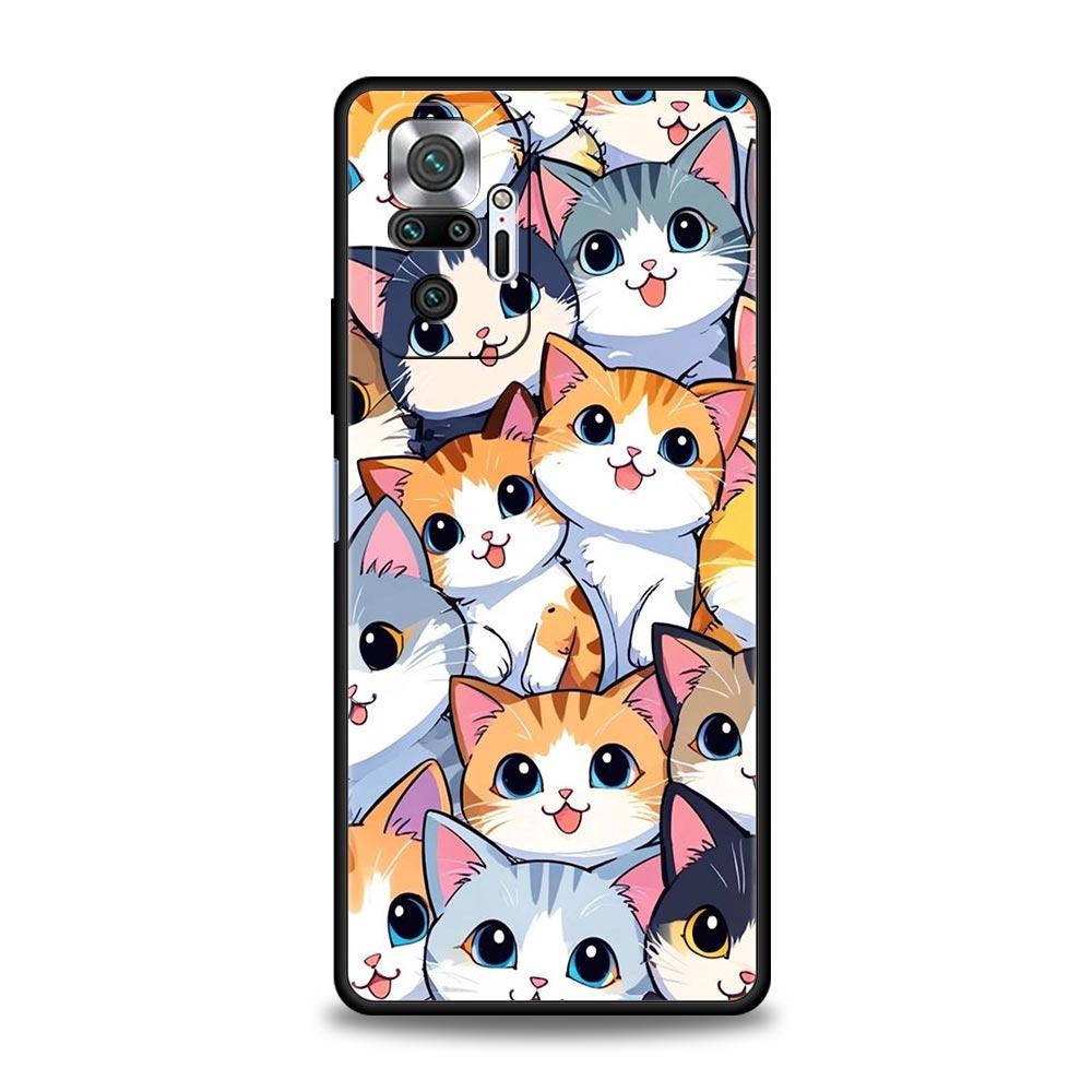 

Colorful Cat Design Phone Case Cover for Redmi 14C 10C Note 15 14 13 12 10 11 K40 Pro Plus 5G Soft TPU Shockproof Shell Fundas Note 14 5G