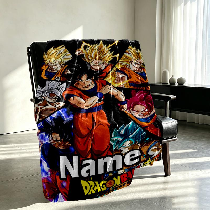 Manta Personalizada con Nombre y Estampado de Anime, Decoración del Hogar, Dormitorio, Sofá, Acampada, Sillón, Regalos para Cumpleaños Navidad