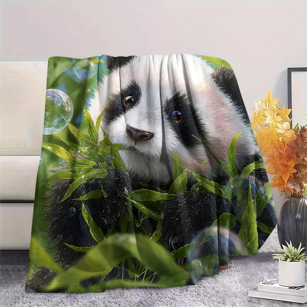 Panda Print Flannel Blanket, High quality Comfortable for All Seasons, Home Decor, Warmth and Comfort, Perfect for Christmas Gifts