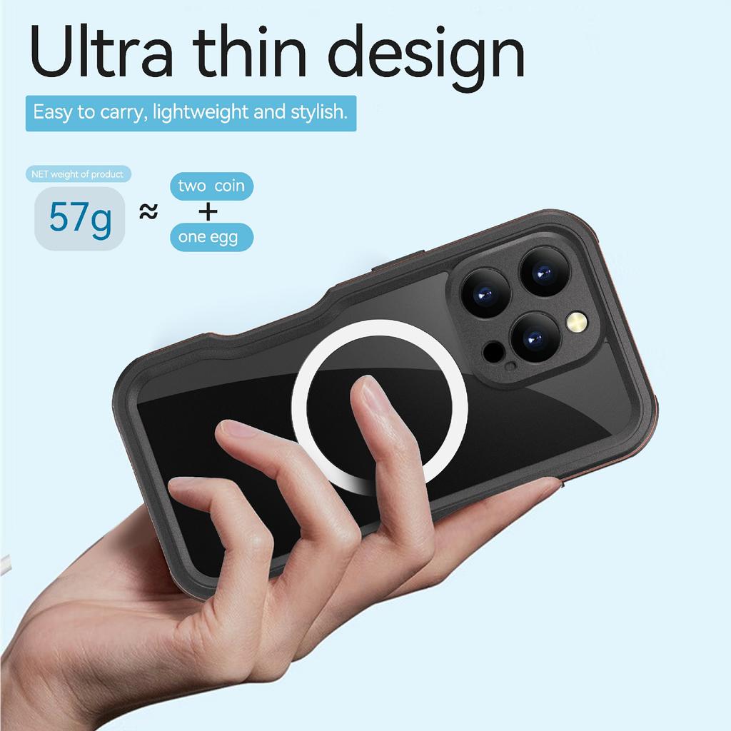 REDPEPPER D-UP Series For iPhone 16 Pro Case IP68 Waterproof Clear Back Panel Phone Cover Compatible with MagSafe