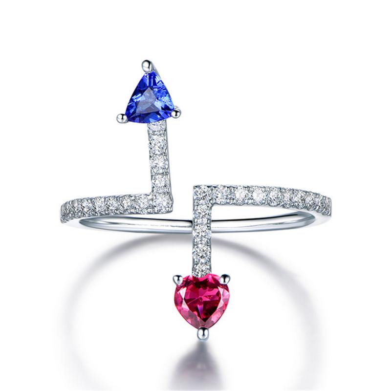 

Popular Silver Ring Creative Inlaid With Colored Crystal Zircon Women S Ring Personalized Niche Ring