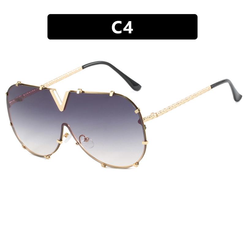 Fashion Metal One-Piece Sunglasses V Large Frame Sunglasses Sunglasses