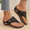 Large size flip-flops women's new summer fashion rhinestone slope heel pinch foot thick bottom beach cool slippers