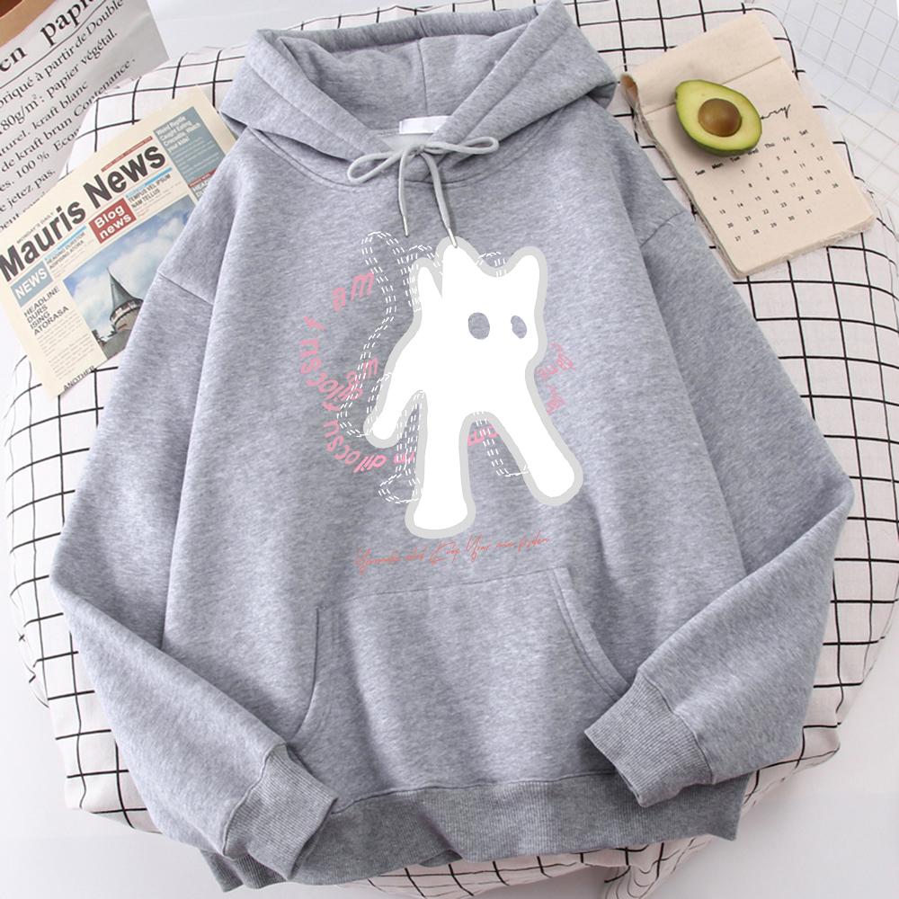 Ghost Cat Funny Abstract Print Men Hoody Breathable Versatile Sweatshirt High-Quality Casual Hoodies Outdoor Loose Fittingtops