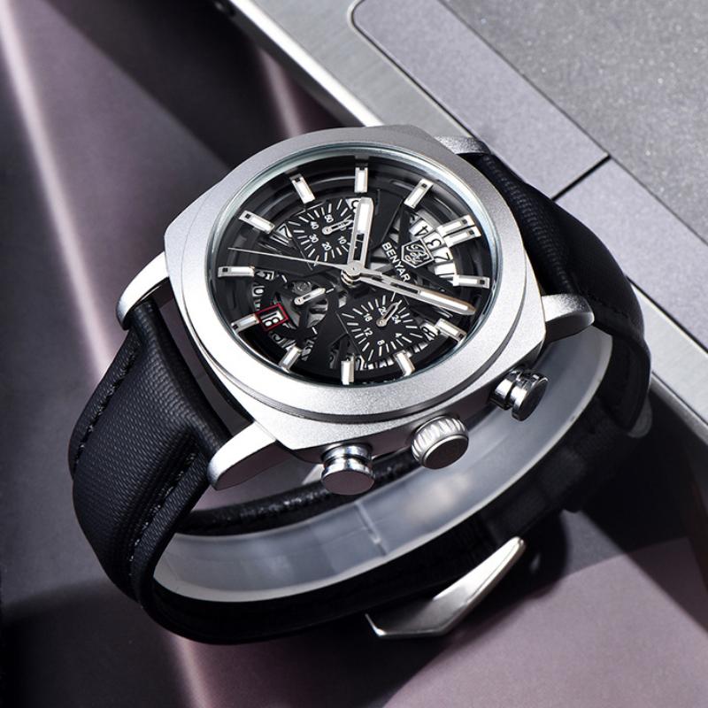BENYAR Men's Fashion Sports Multi Functional Waterproof Calendar Business Quartz Watch