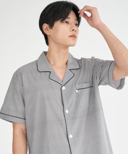 [May Flower] Shepherd Check Short-sleeve 100% Cotton Men's Plus Size Pajama Set [Shipped from Korea] 100% Authentic