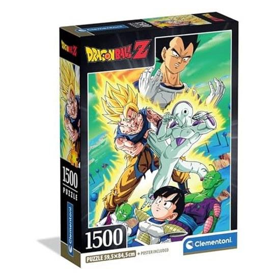 Clementoni - 31747 Puzzle 1500 Pieces Adults Teenagers Dragon Ball Illustration Poster Anime Series Compact Box Unisex Gift Idea Made Italy 59.5