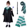 Formemory Fantasia de Halloween Completa Inclui Varinha Mágica e Luzes Unissex Cosplay Varinha Mágica Conjunto de Tamanhos, Conjunto de 4 Peças, Verde, Túnica, Gravata, Lenço,