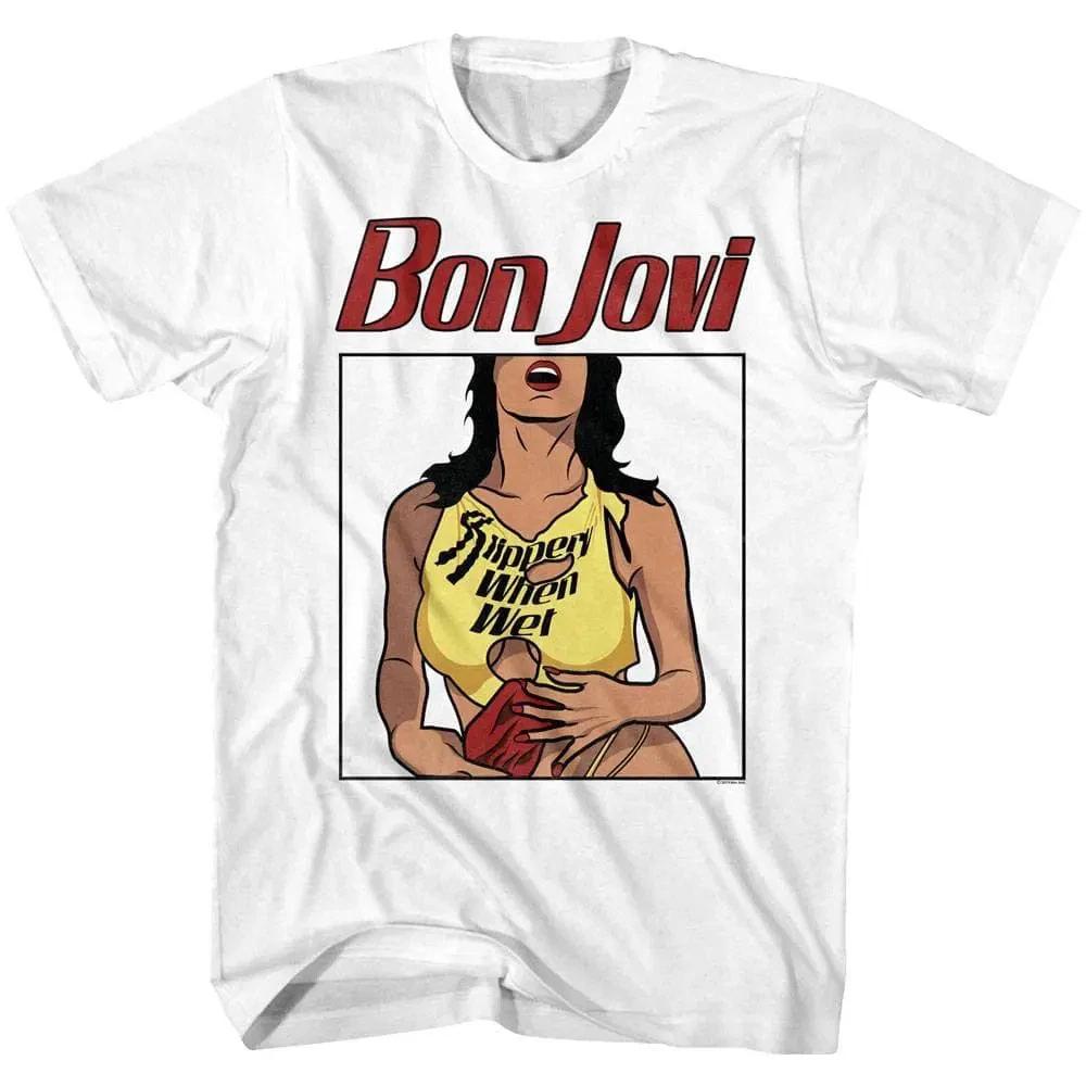 Bon Jovi Slippery When Wet Cartoon Men s T Shirt S