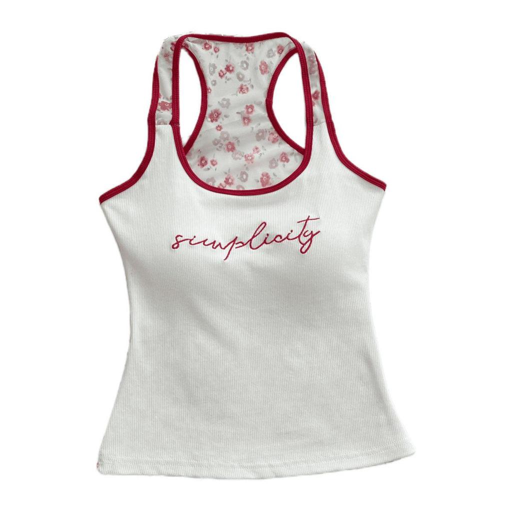 Damen American Spicy Girl Mesh Tanktop mit Brustpolster - Schlanke Sommerbekleidung