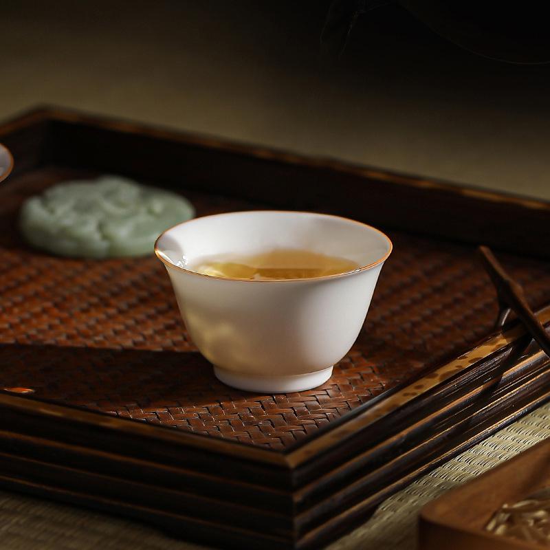 White Porcelain Tea Tasting Cup Set - Simple Kung Fu Style for Household and Guest Reception
