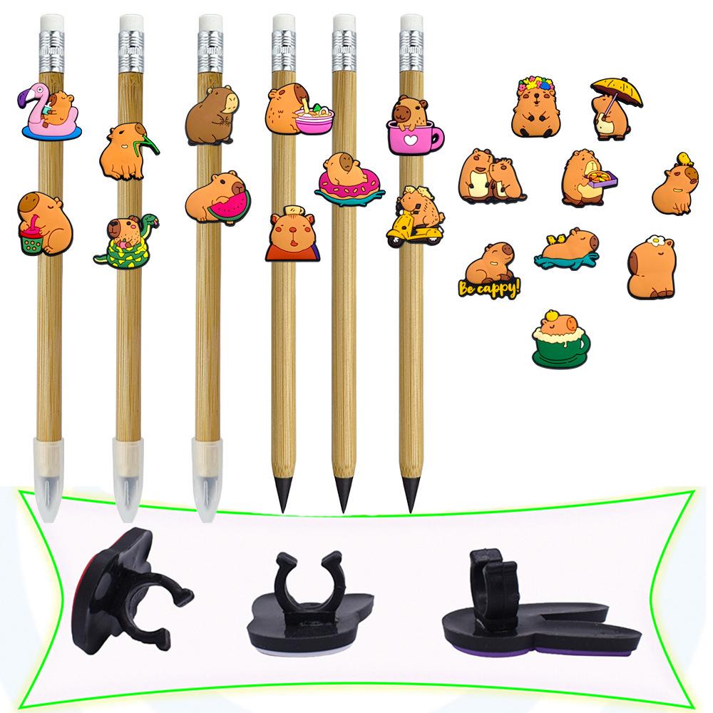 Portapenne Personalità Studente Capibara - Accessorio Decorativo Staccabile in PVC Morbido