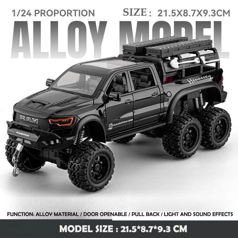 Diecast 1/24 Ram Mammoth 1000 Alloy Car Model Simulation Pickup Truck Off-road Vehicle Model Boy's Toy Collection Ornament Gift