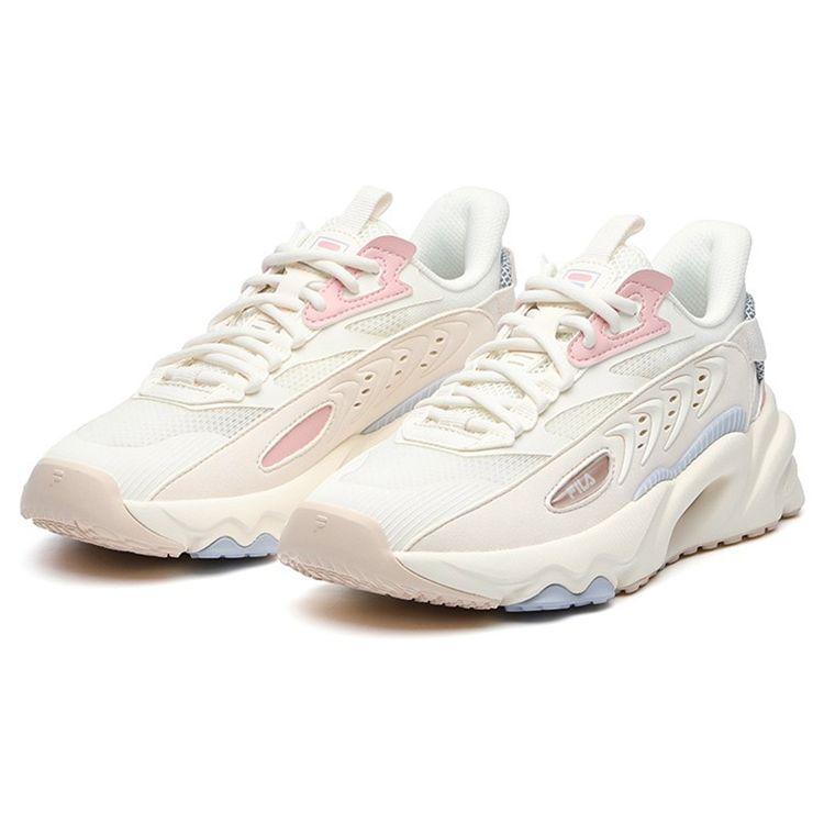 FILA Heritage-FHT Comfortable Retro Sports Fabric Synthetic Leather Low-Top Marathon Running Shoes Women sneaker Pink White F12W131103FGP