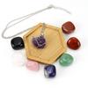 Stainless Steel Metal Bamboo Braided Mesh Prison Cage Pendant Natural Crystal Rough Stone Necklace Adjustable N700