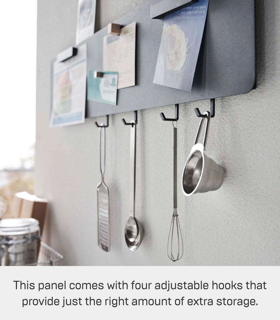 Yamazaki Jitsugyo 5531 Wall Steel Panel with Hook Wide Black Tower Wall Storage Small Storage Space Approx. W70XD1.6XH15cm