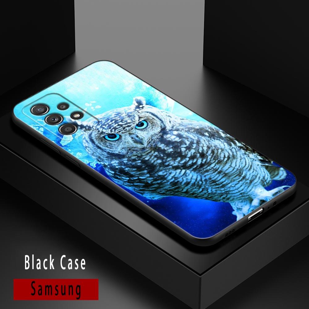 Cute Baby Owl Animal Cases For Samsung Galaxy A52 Funda Samsung A52s A54 A53 5G A72 A73 A33 A31 A32 A51 A71 A41 Soft Black Cover