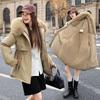 Parker Winter Women's Cotton Coat Mid-length Large Wool Collar Fleece-lined Cotton-padded Jacket Thick Coat