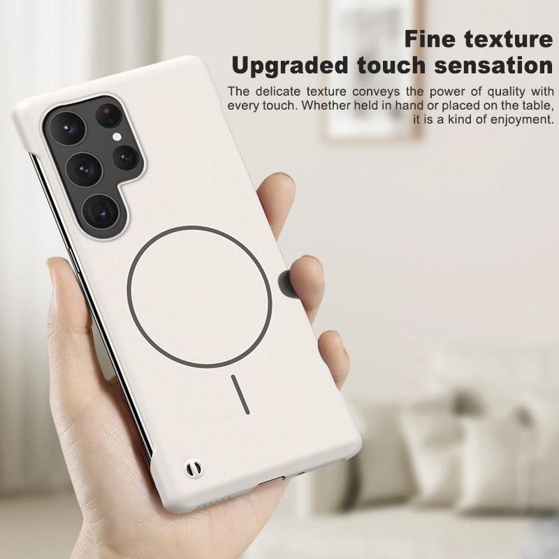 Frameless Wireless Charge Case For Samsung S25 Edge S24 FE S23 Ultra S22 Magnetic Shockproof Slim Hard PC Phone Cover
