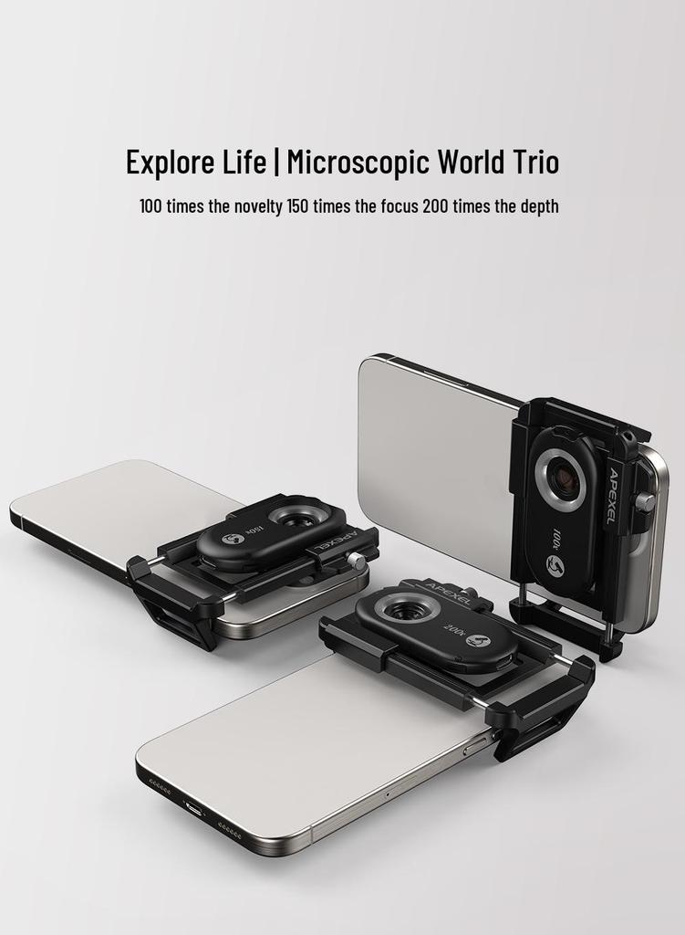 200x HD Optical Phone Microscope for Skin, Textile, and Biological Research