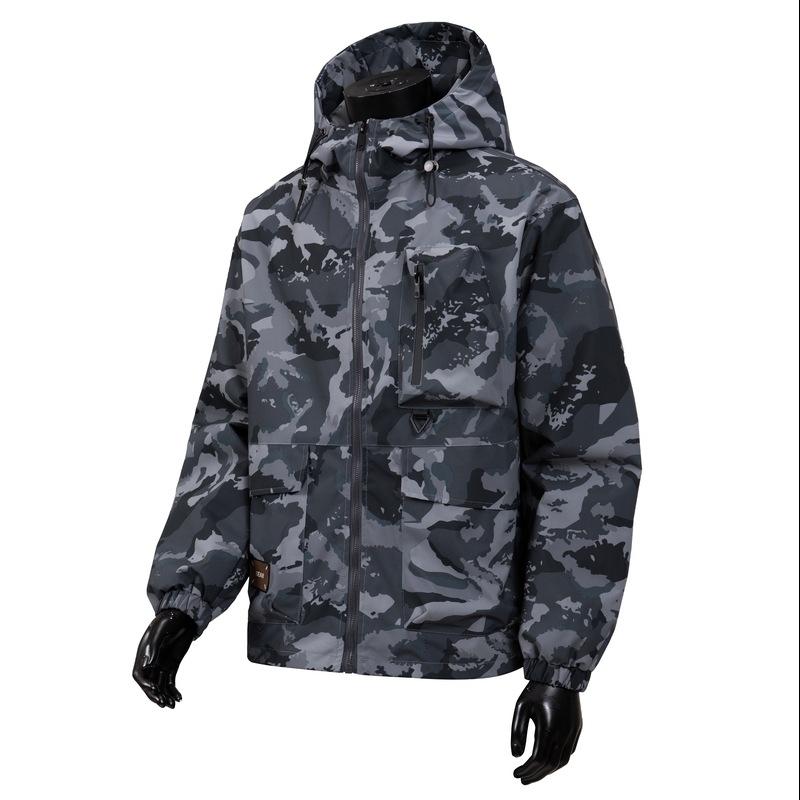 European Size Hooded Tooling Jacket Men's New Loose Casual Camouflage Men's Top Coat